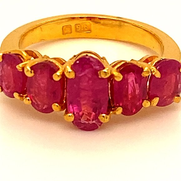 Burmese Ruby 2.30ct Solid 22K Multistone Gold Ring - Picture 9 of 9